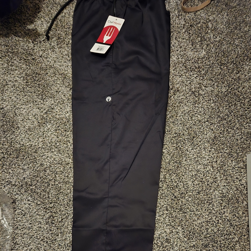 NEW! Chef Works Essential Black Chef Pants